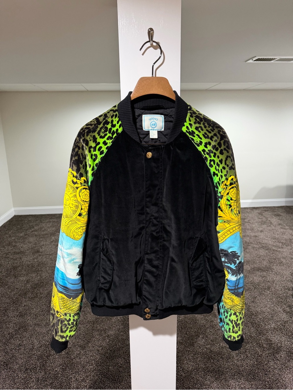 Versace x H&M SS11 Kanye Velvet Leopard Baroque Bomber Jacket